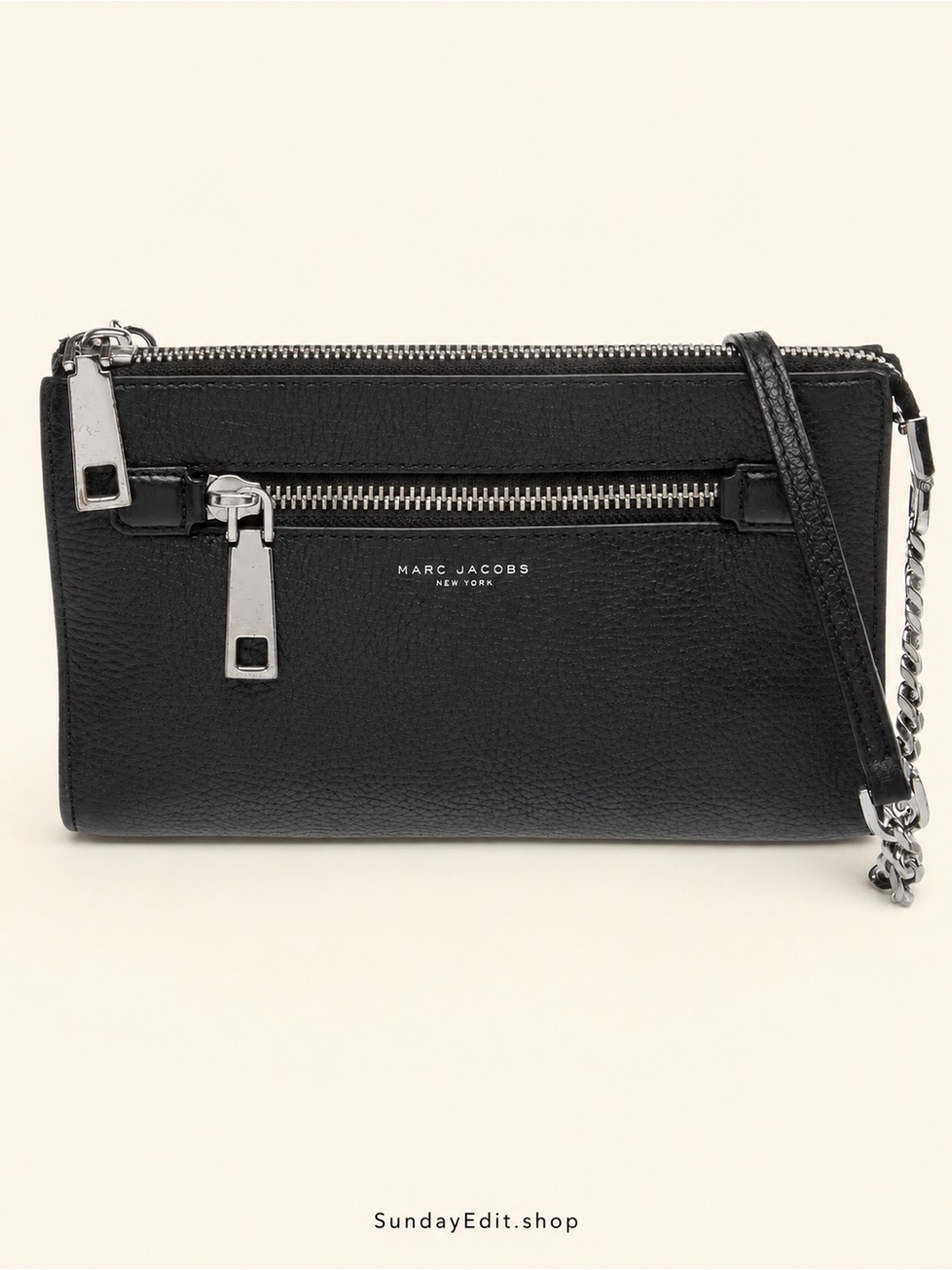 Marc Jacobs Gotham Pebbles Black Leather Crossbody Bag with Silver Hardware